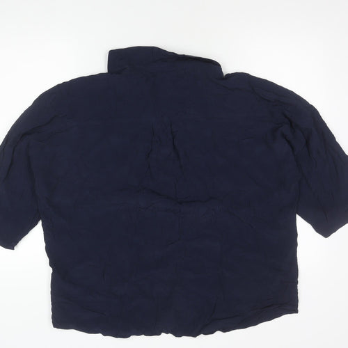 Marks and Spencer Women’s Blue Size 18 Button-Up Shirt Viscose 3/4 Sleeve