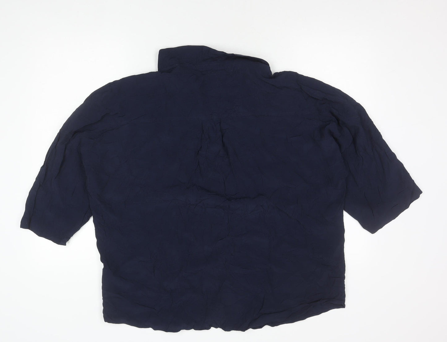 Marks and Spencer Women’s Blue Size 18 Button-Up Shirt Viscose 3/4 Sleeve