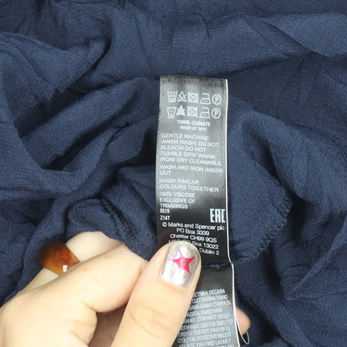 Marks and Spencer Women’s Blue Size 18 Button-Up Shirt Viscose 3/4 Sleeve