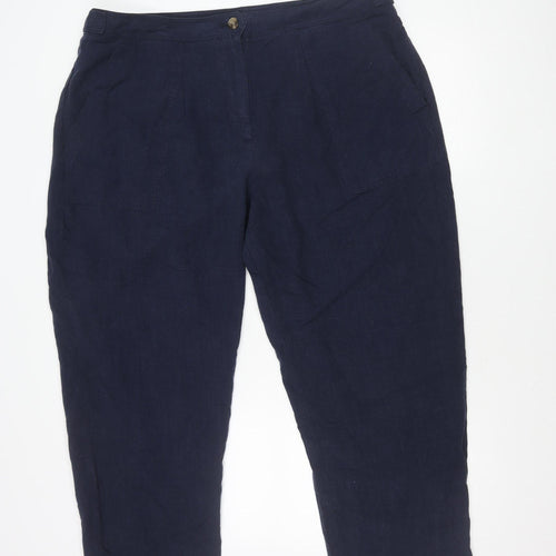 Marks and Spencer Women’s Blue Linen Blend Plus Size 20 Casual Trousers