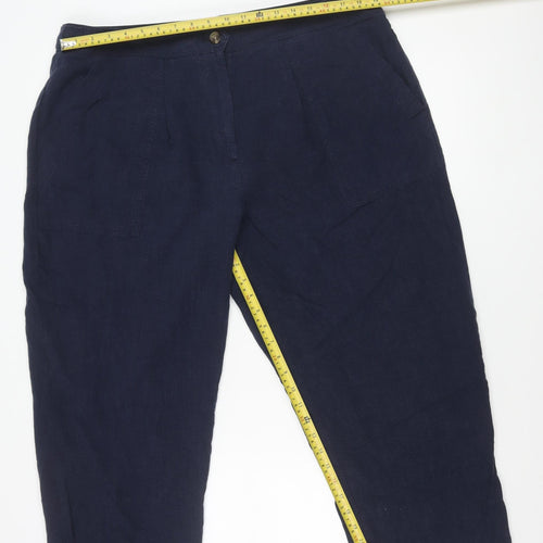 Marks and Spencer Women’s Blue Linen Blend Plus Size 20 Casual Trousers
