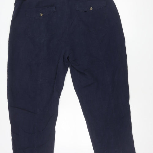 Marks and Spencer Women’s Blue Linen Blend Plus Size 20 Casual Trousers