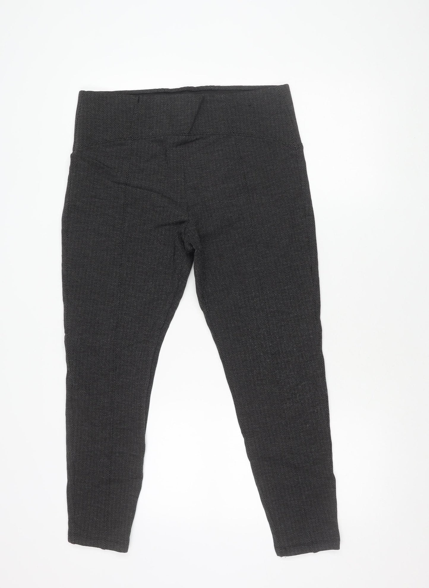 Marks and Spencer Women’s Black Herringbone Elastic Waist Trousers Size 16