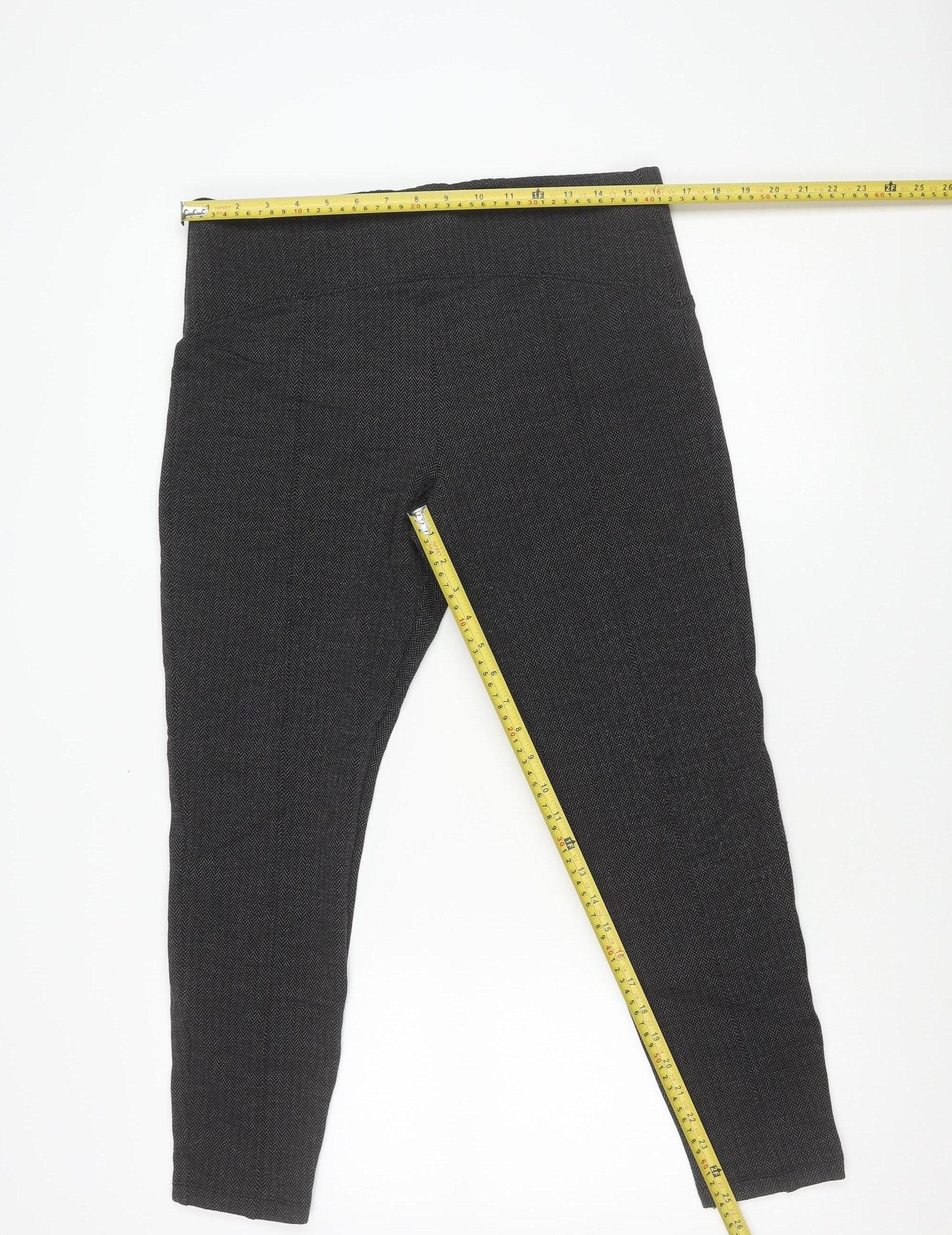 Marks and Spencer Women’s Black Herringbone Elastic Waist Trousers Size 16