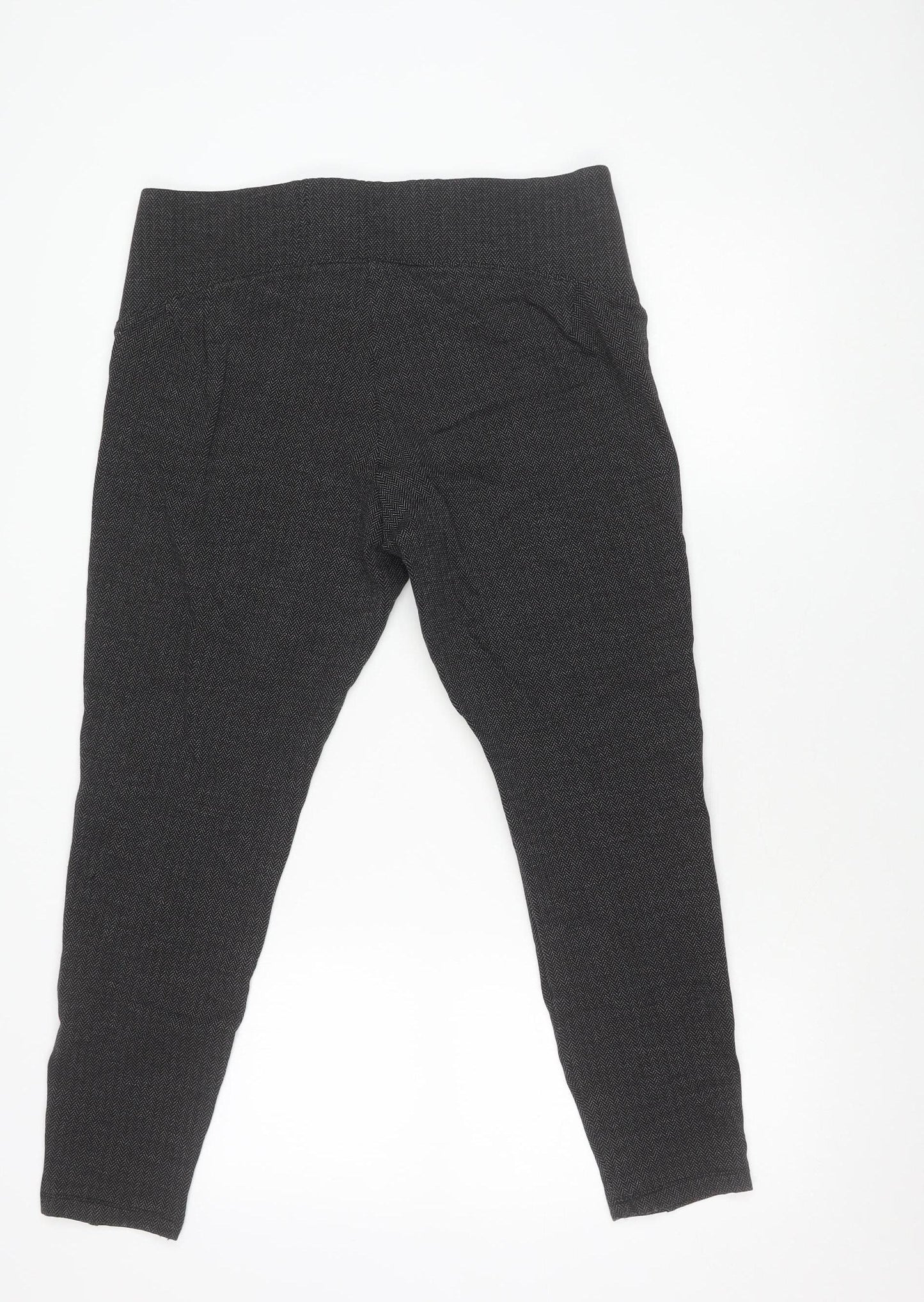 Marks and Spencer Women’s Black Herringbone Elastic Waist Trousers Size 16
