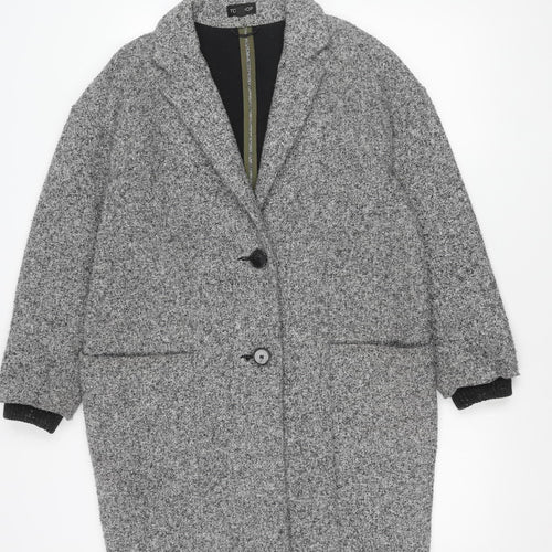 Topshop Women Grey Small Tweed Mid-Length Blazer Jacket