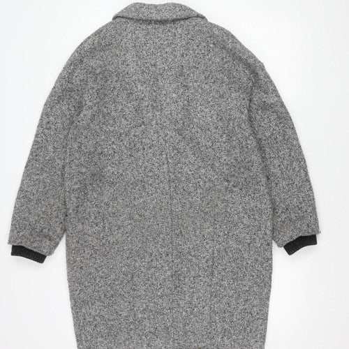 Topshop Women Grey Small Tweed Mid-Length Blazer Jacket