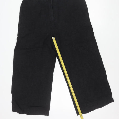 Marks and Spencer Women Black Size 18 Linen Blend Straight Trousers