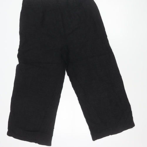 Marks and Spencer Women Black Size 18 Linen Blend Straight Trousers
