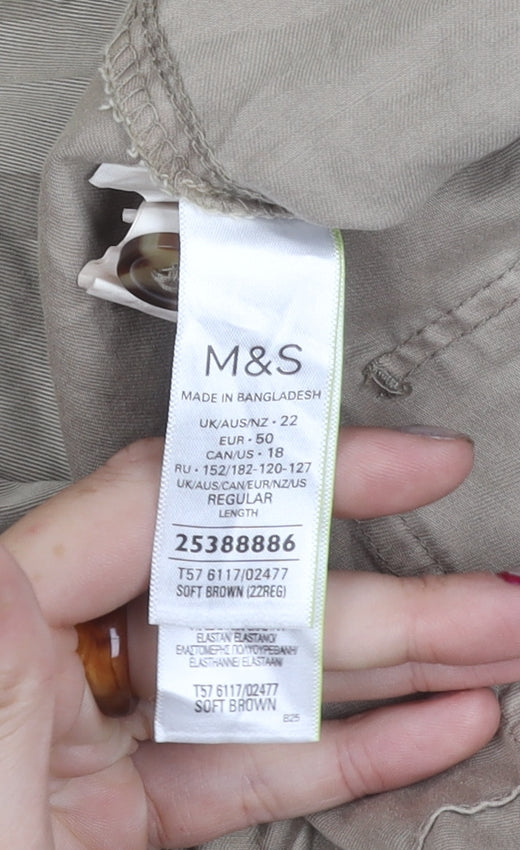 Marks and Spencer Womens Brown Size 22 Cargo Trousers