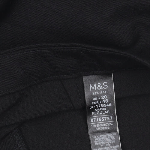 Marks and Spencer Men's Black Size 20 Regular Fit Straight Trousers