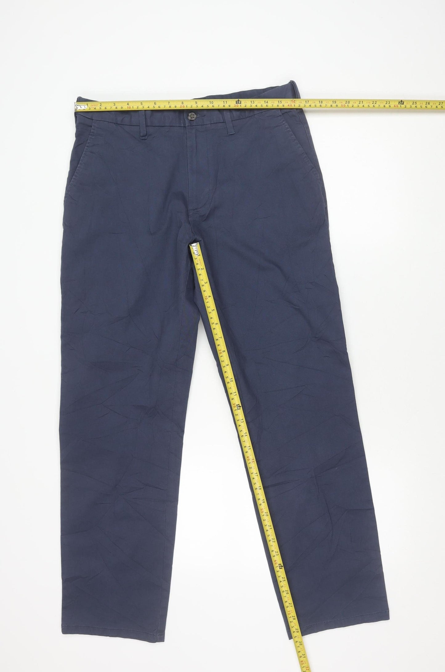 Marks and Spencer Men's Blue Regular Fit Chino Trousers 34W 31L