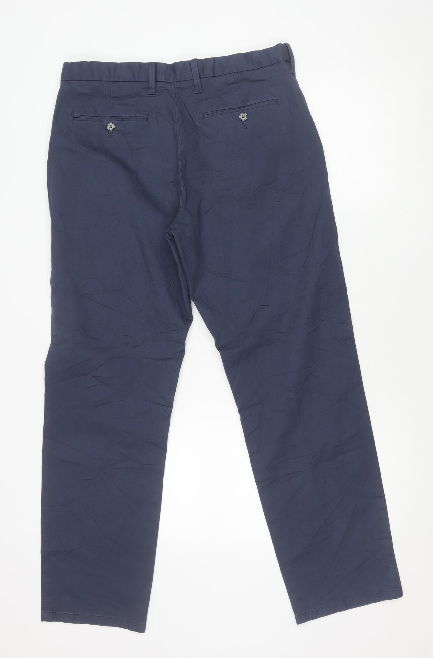Marks and Spencer Men's Blue Regular Fit Chino Trousers 34W 31L