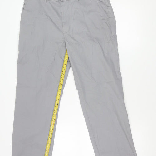 Marks and Spencer Men's Grey Regular Fit Chino Trousers 32W 31L