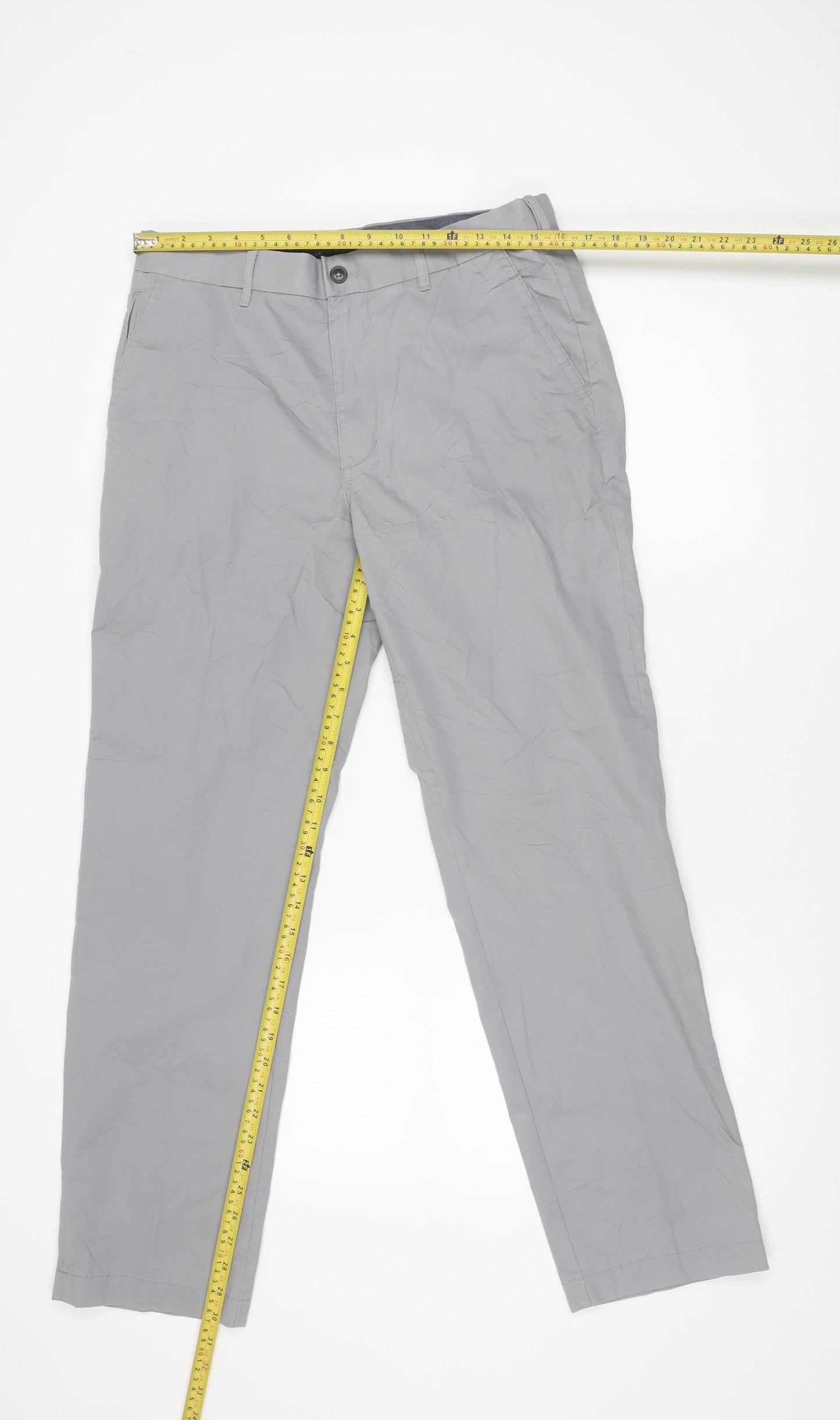 Marks and Spencer Men's Grey Regular Fit Chino Trousers 32W 31L