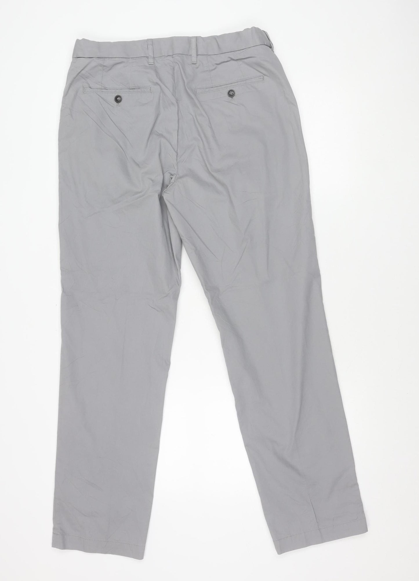 Marks and Spencer Men's Grey Regular Fit Chino Trousers 32W 31L