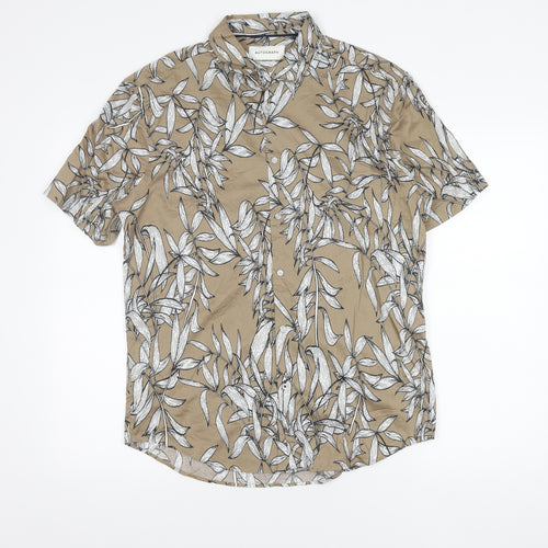 Marks and Spencer Men’s Beige Floral Short Sleeve Button-Up Shirt M