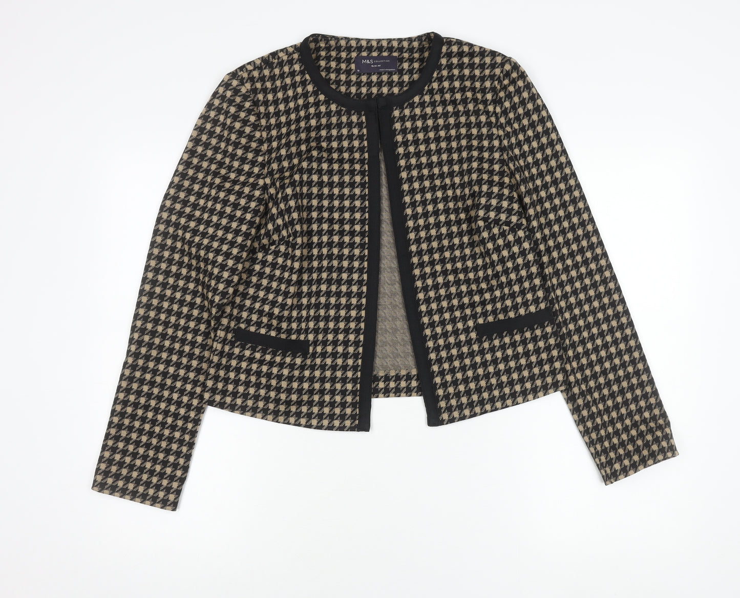Marks and Spencer Women’s Black Houndstooth Slim Fit Blazer Size 10