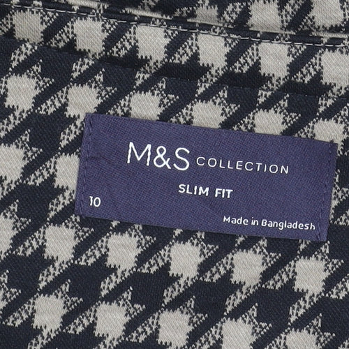 Marks and Spencer Women’s Black Houndstooth Slim Fit Blazer Size 10