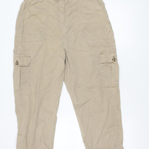 Marks and Spencer Men's Beige Cargo Trousers L Regular Cotton