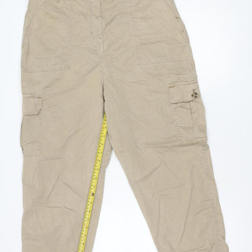 Marks and Spencer Men's Beige Cargo Trousers L Regular Cotton