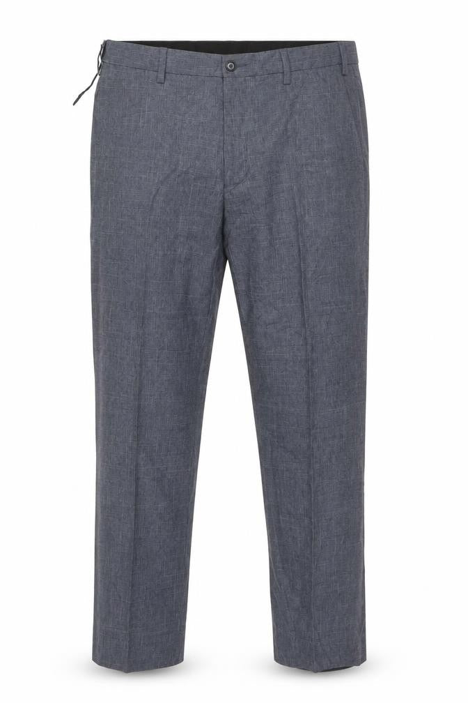 Front view of Marks & Spencer Men's Grey Chambray Trousers 36W 29L Regular Fit