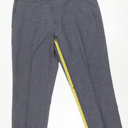 Marks and Spencer Men's Grey Chambray Trousers 36W 29L Regular Fit