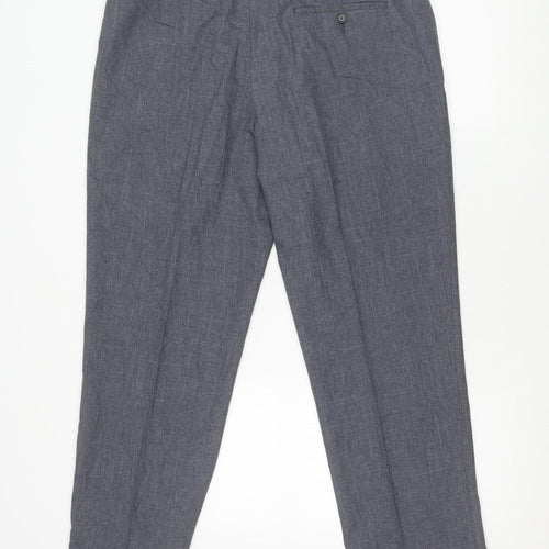 Marks and Spencer Men's Grey Chambray Trousers 36W 29L Regular Fit