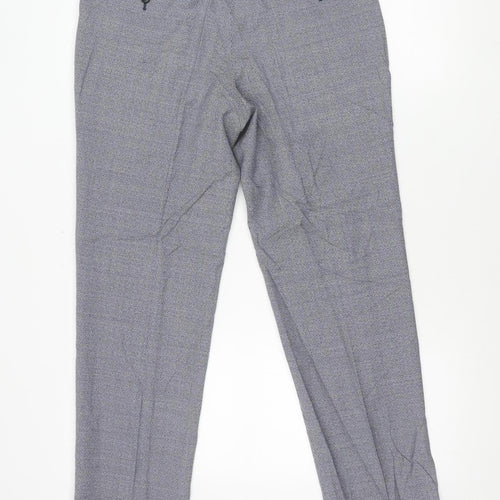 Marks and Spencer Men's Blue Check Wool Dress Pants 32x31 Slim
