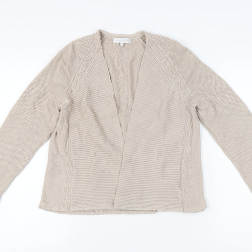 RJR John Rocha Women’s Beige Size 12 Cable-Knit Open Cardigan
