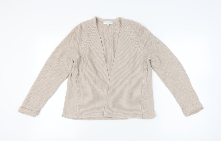RJR John Rocha Women’s Beige Size 12 Cable-Knit Open Cardigan