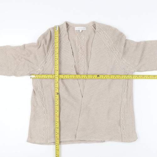 RJR John Rocha Women’s Beige Size 12 Cable-Knit Open Cardigan