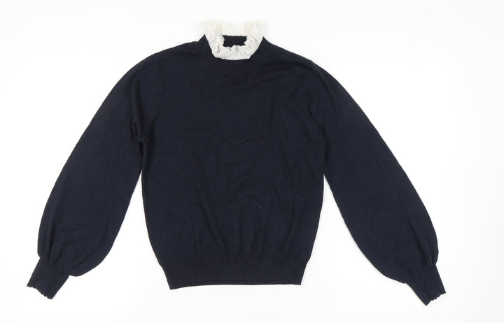 Earth Music & Ecology Women's Black M Pullover Jumper High Neck Ruffle