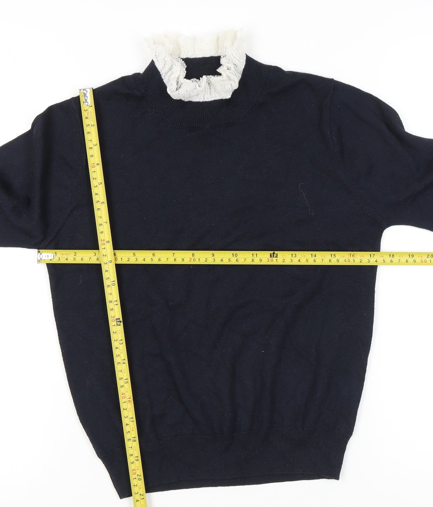 Earth Music & Ecology Women's Black M Pullover Jumper High Neck Ruffle