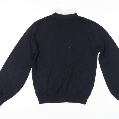 Earth Music & Ecology Women's Black M Pullover Jumper High Neck Ruffle