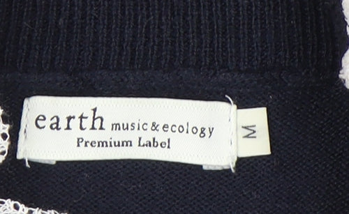 Earth Music & Ecology Women's Black M Pullover Jumper High Neck Ruffle
