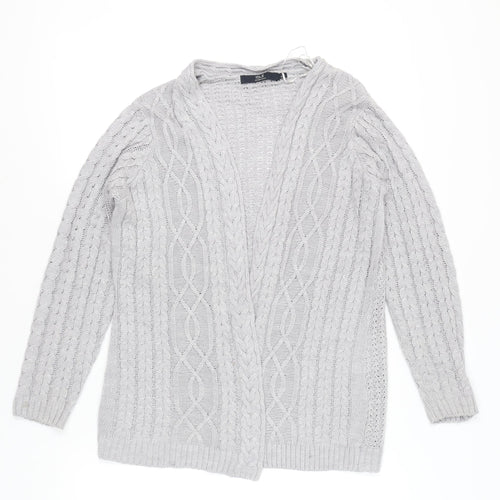 Isle Essentials Women’s Grey Cable Knit Cardigan Size S 10-12