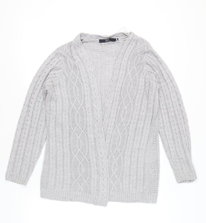 Isle Essentials Women’s Grey Cable Knit Cardigan Size S 10-12