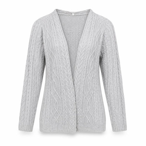 Isle Essentials Women’s Grey Cable Knit Cardigan Size S 10-12