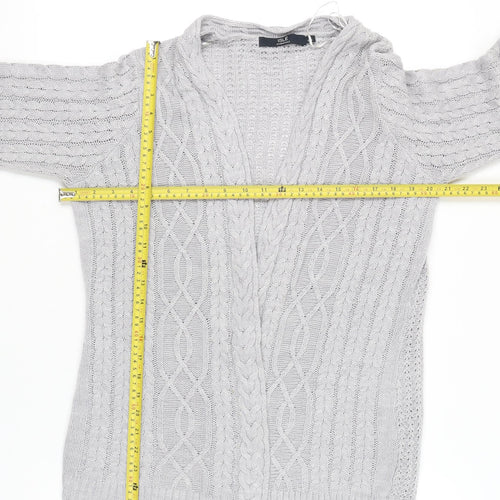 Isle Essentials Women’s Grey Cable Knit Cardigan Size S 10-12