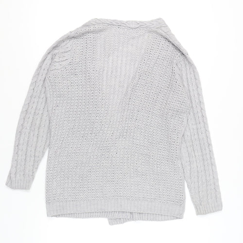Isle Essentials Women’s Grey Cable Knit Cardigan Size S 10-12
