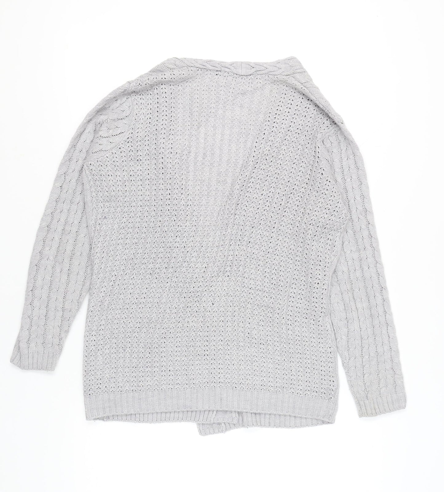 Isle Essentials Women’s Grey Cable Knit Cardigan Size S 10-12