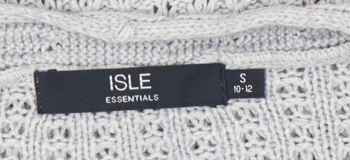 Isle Essentials Women’s Grey Cable Knit Cardigan Size S 10-12