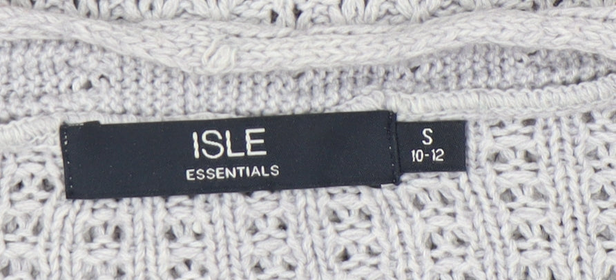 Isle Essentials Women’s Grey Cable Knit Cardigan Size S 10-12