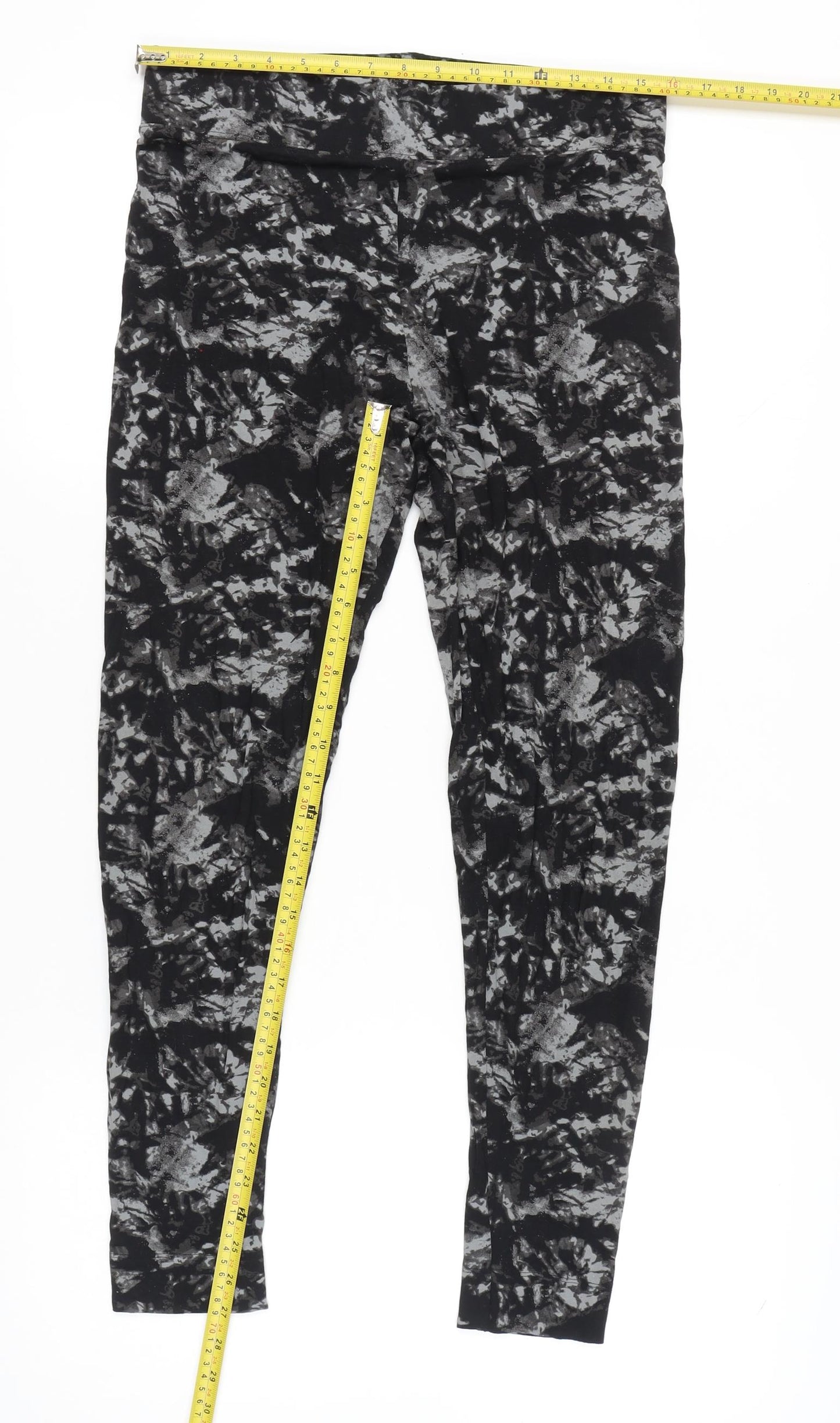 Marks and Spencer Women’s Black Abstract Print Long Leggings Size 14