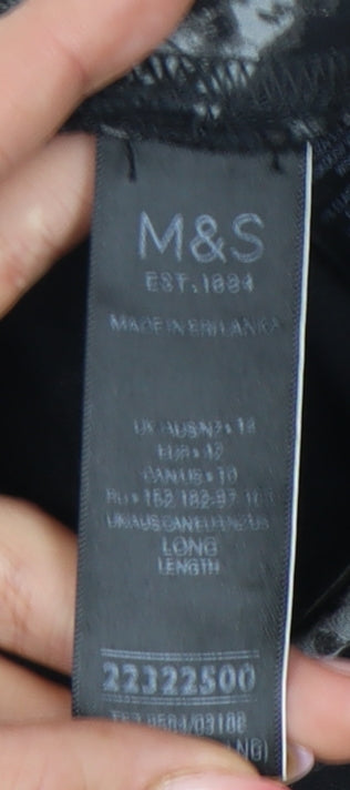 Marks and Spencer Women’s Black Abstract Print Long Leggings Size 14