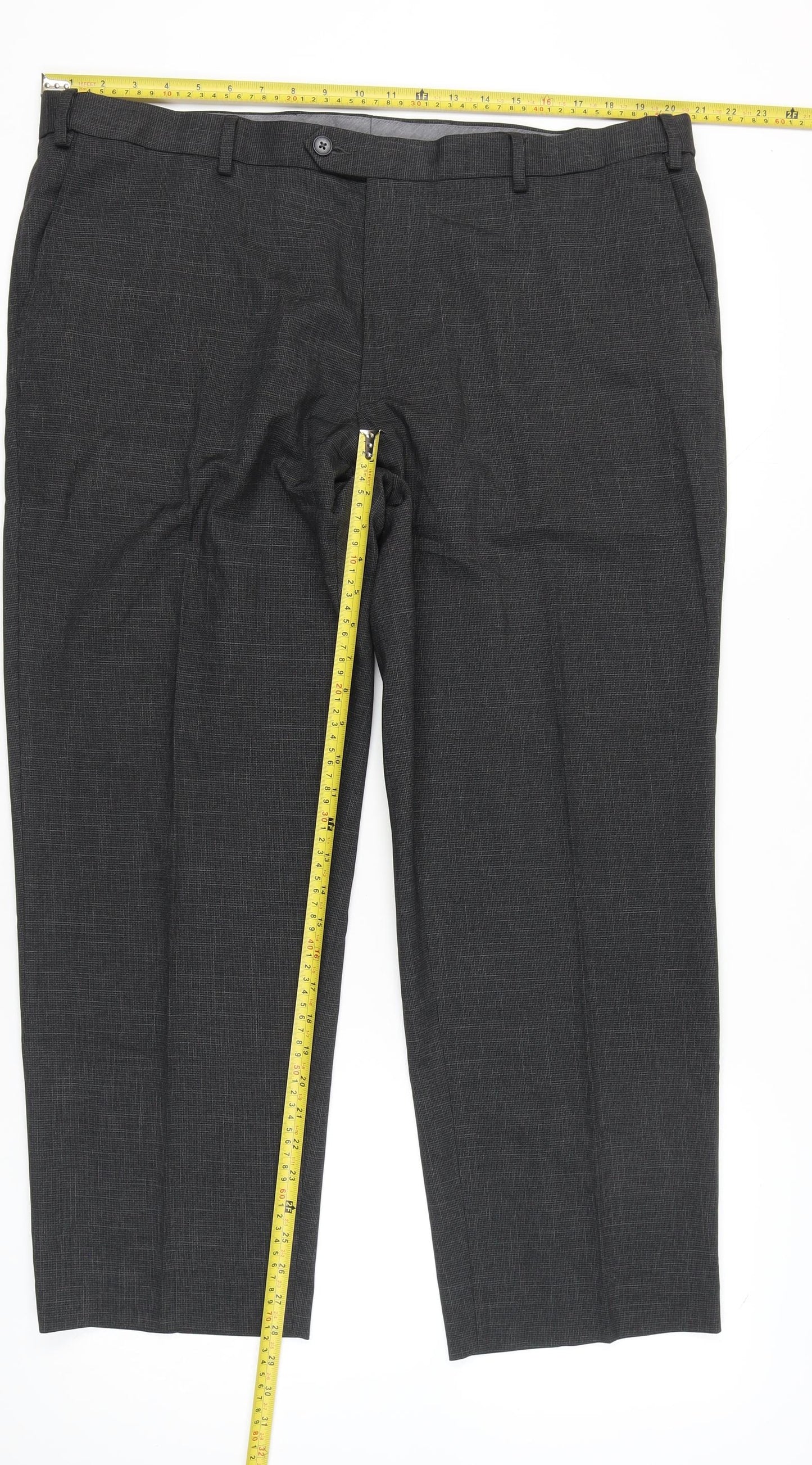 Marks and Spencer Men's Grey 42in Waist 29in Leg Tailored Dress Trousers