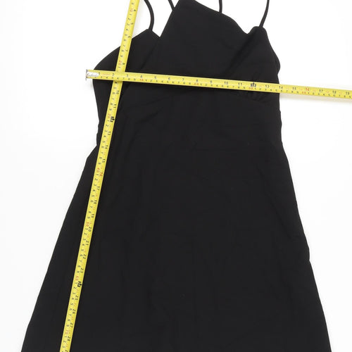 Zara Women’s Black Size 12 Slip Mini Dress V-Neck Strappy Summer Party