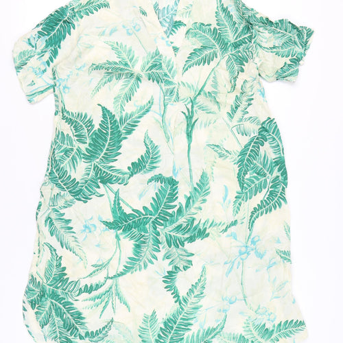 H&M Women’s Green Tropical Print Viscose Short Sleeve Shift Dress S
