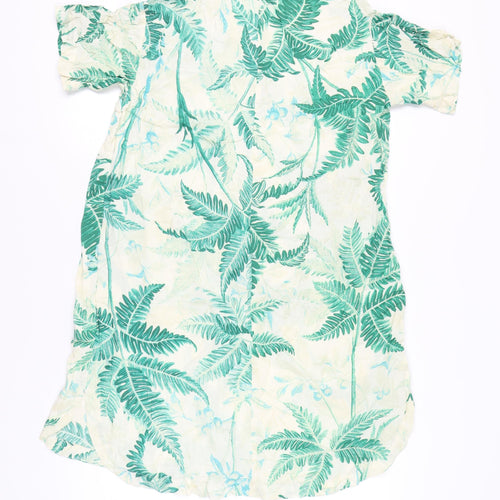 H&M Women’s Green Tropical Print Viscose Short Sleeve Shift Dress S